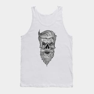 Tattoo Style - Vintage Skull - Black and White Tank Top